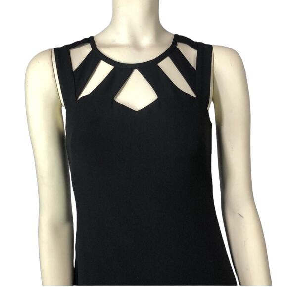 Vera Wang Black Long Gown Cut Out Neckline sleeveless train on back size 2 - Picture 5 of 11